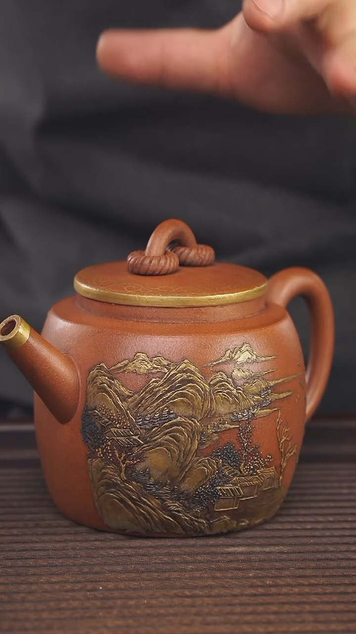 【闪购商品】紫砂茶壶360cc老紫泥顾氏手工紫砂