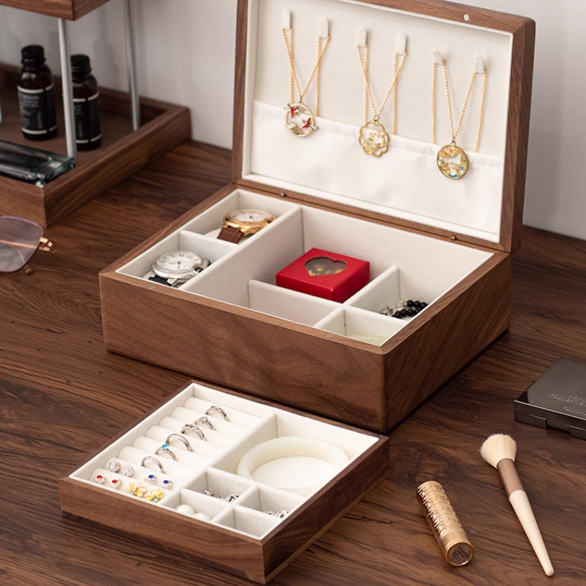 臻致美G北美黑胡桃木首饰盒收纳盒