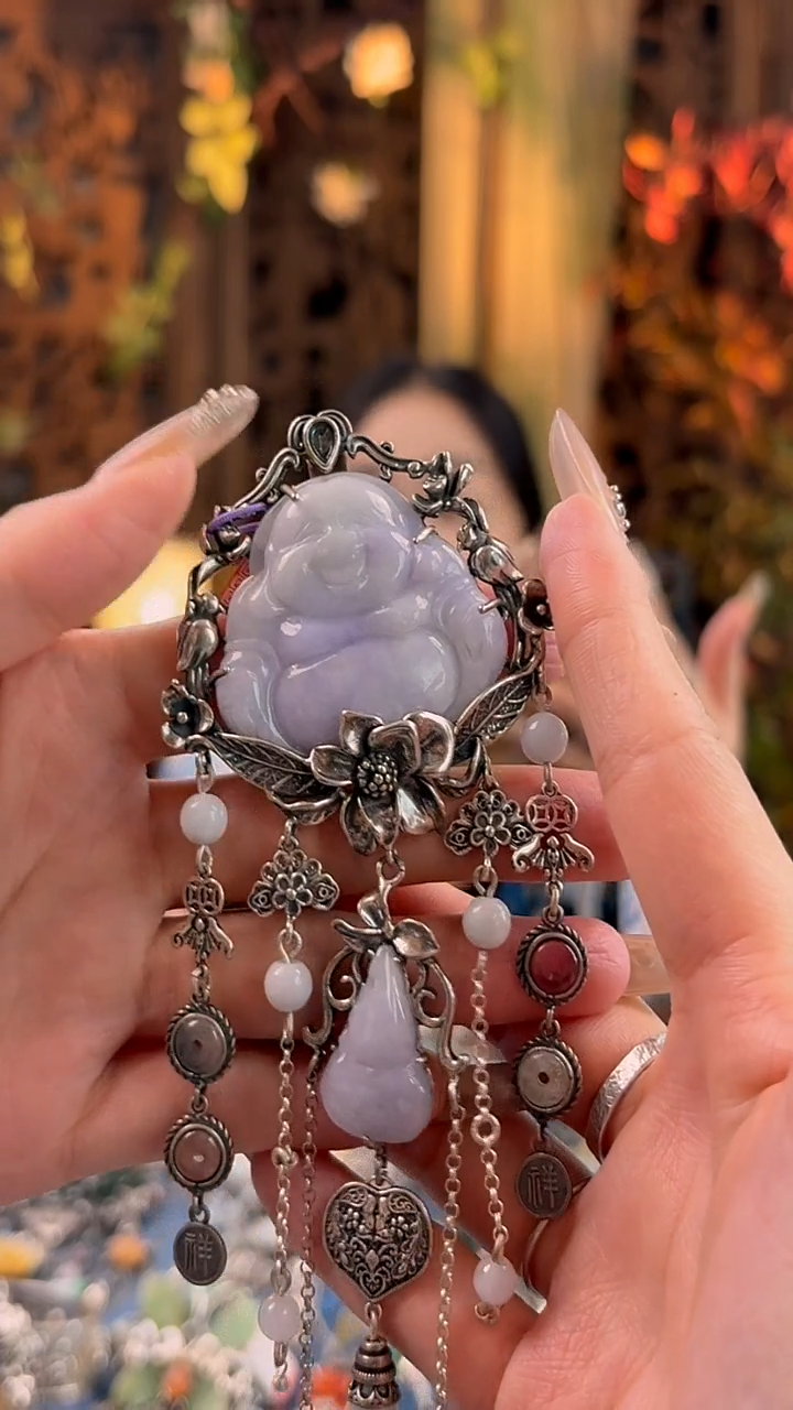 银S925镶嵌挂件翡翠吊坠