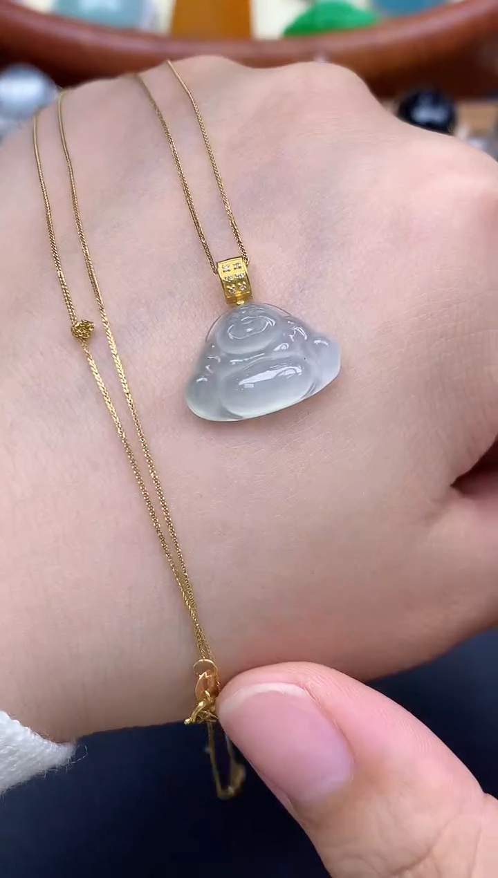 颈饰18K金镶嵌翡翠134-中国好珍宝