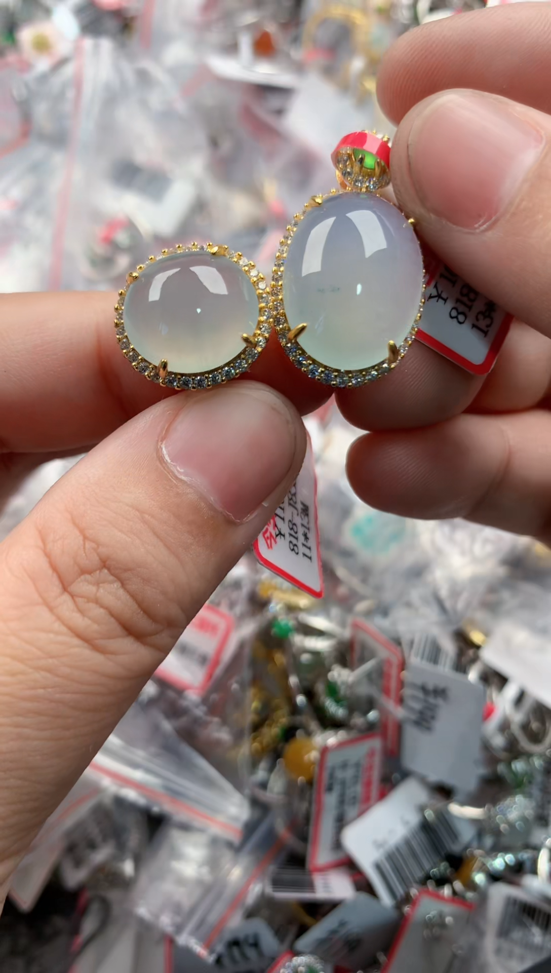 银S925镶嵌戒指翡翠999999   10