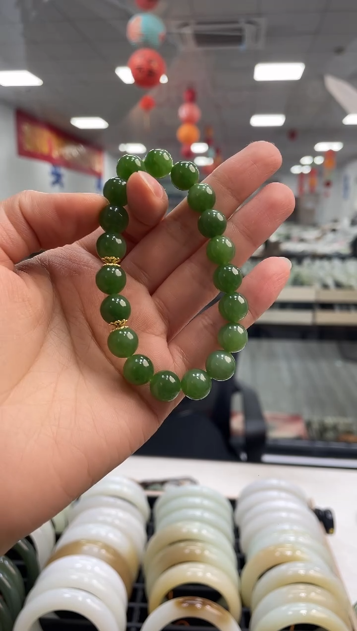 未镶嵌手链和田玉高品碧玉卡10-9手串随机发一件