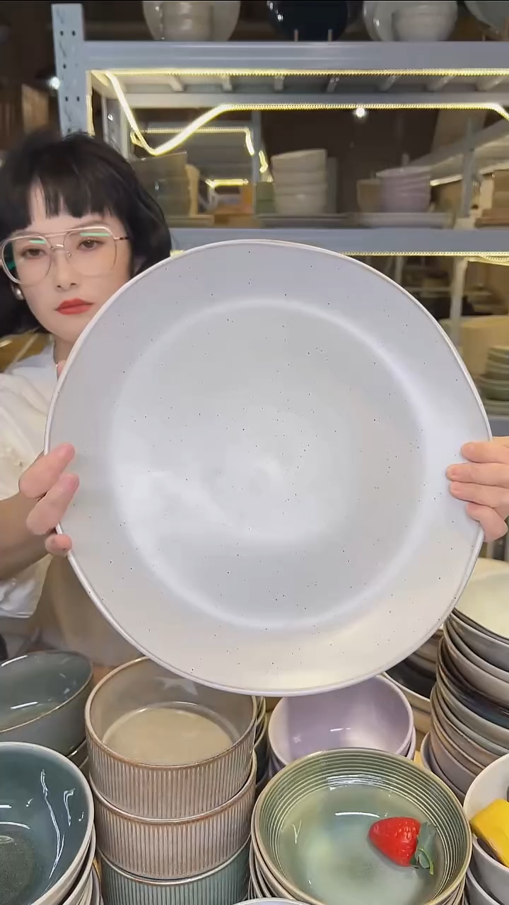 瓷59（大盘鸡）外贸尾货高温釉下彩陶瓷餐具默认微瑕