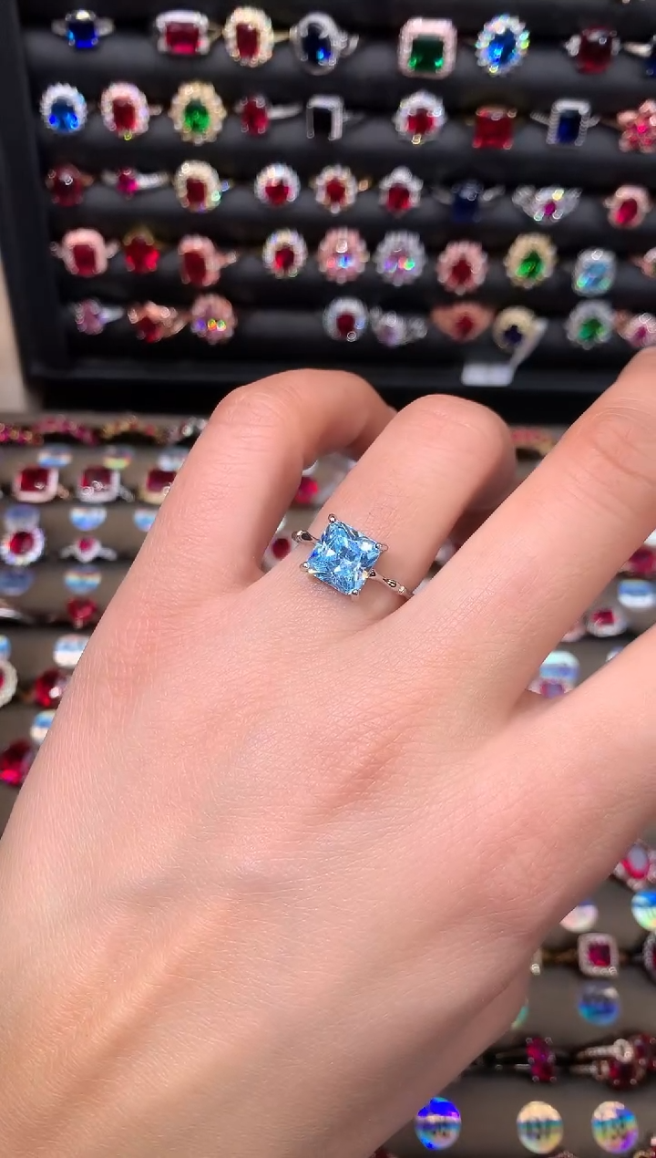 【闪购商品】海蓝宝石戒圈银S925镶嵌8