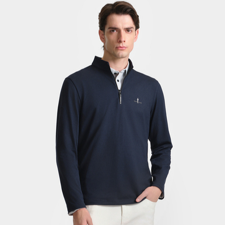 【轻量暖绒】比音勒芬2025秋季新款休闲立领磨毛长袖立领T恤男士3