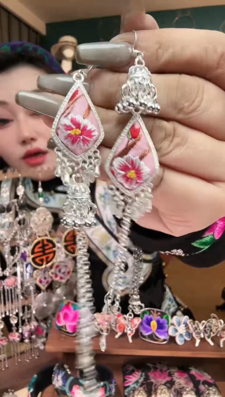 刺绣纯手工民族风刺绣耳环