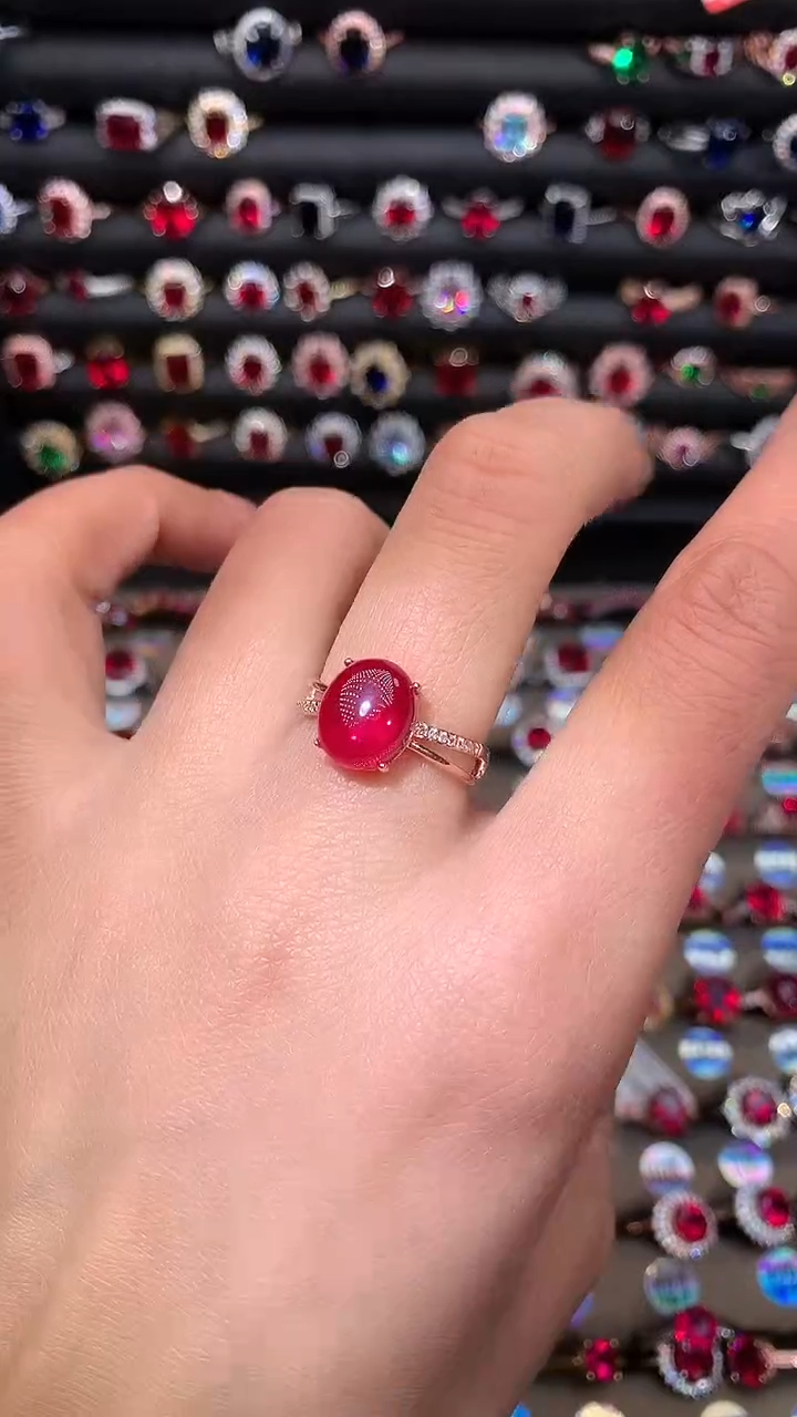 【闪购商品】红宝石戒指银S925镶嵌蛋面