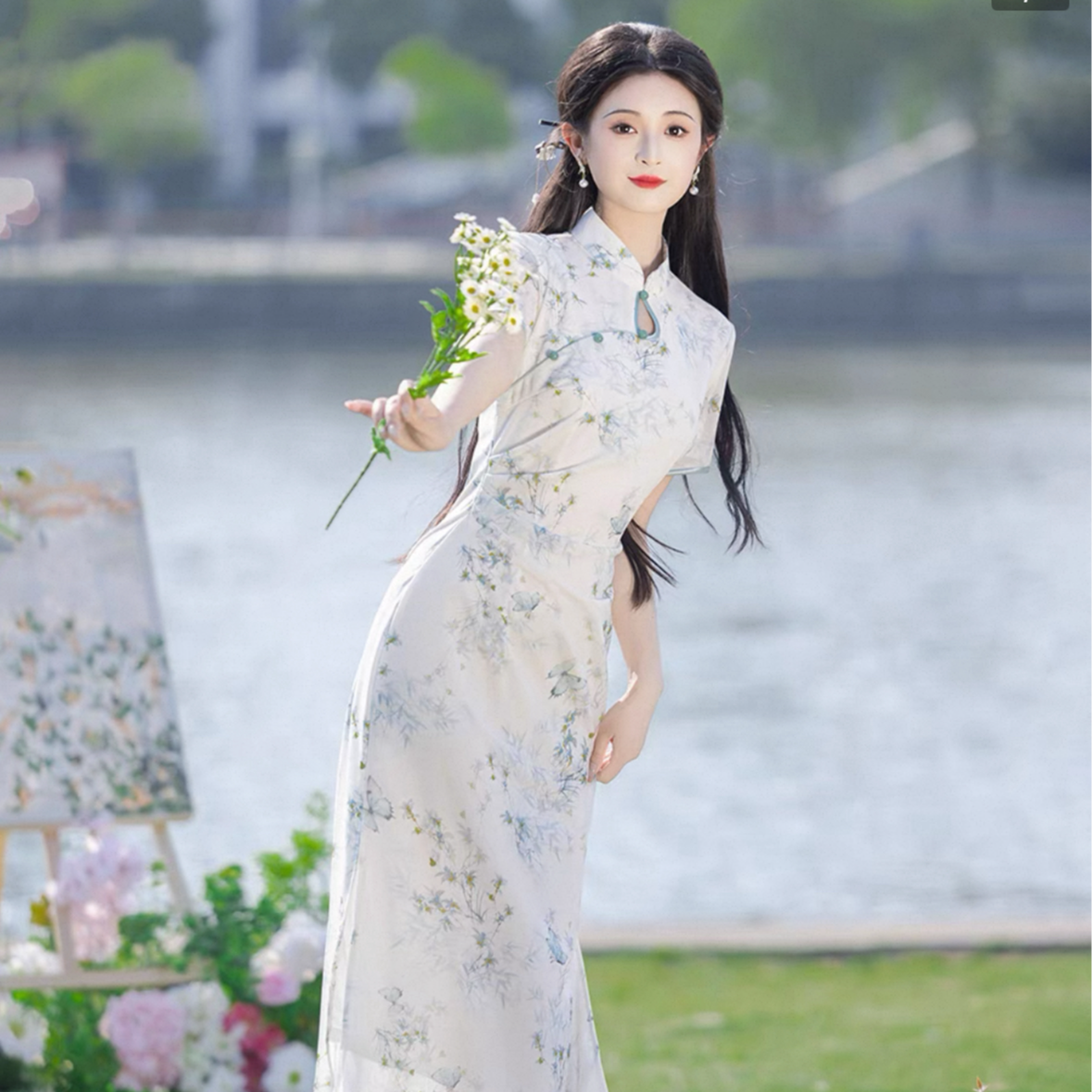 【墨竹】年轻款复古显瘦遮肚子新中式旗袍2025夏季女日常气质连衣裙
