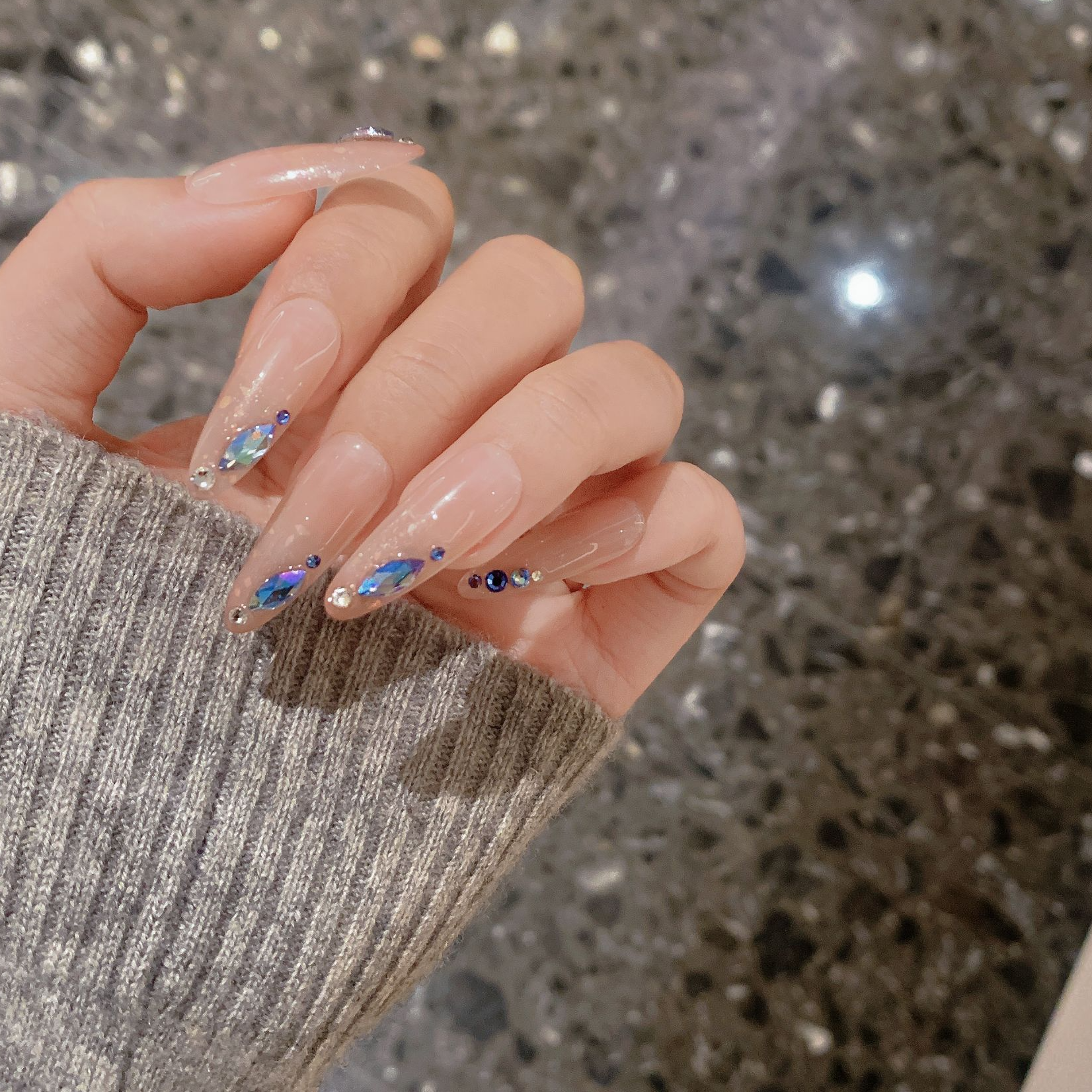 闪烁蓝丨施华洛轻奢小众纯手工穿戴甲