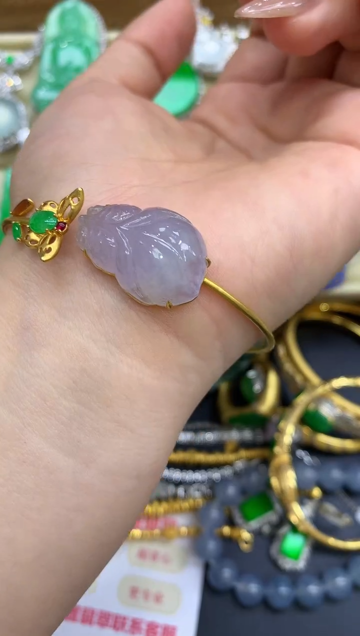 18K金镶嵌手镯翡翠304-中国好珍宝