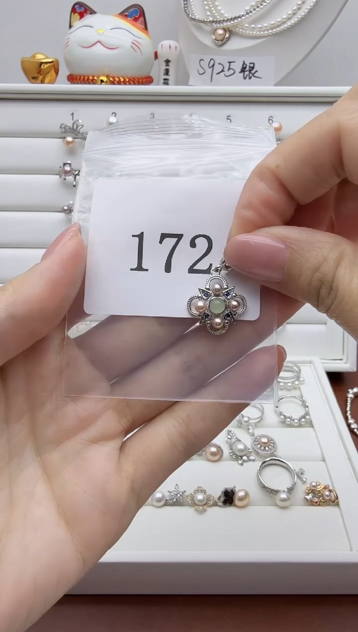 吊坠(不含链)银S925镶嵌淡水珍珠燕**好172