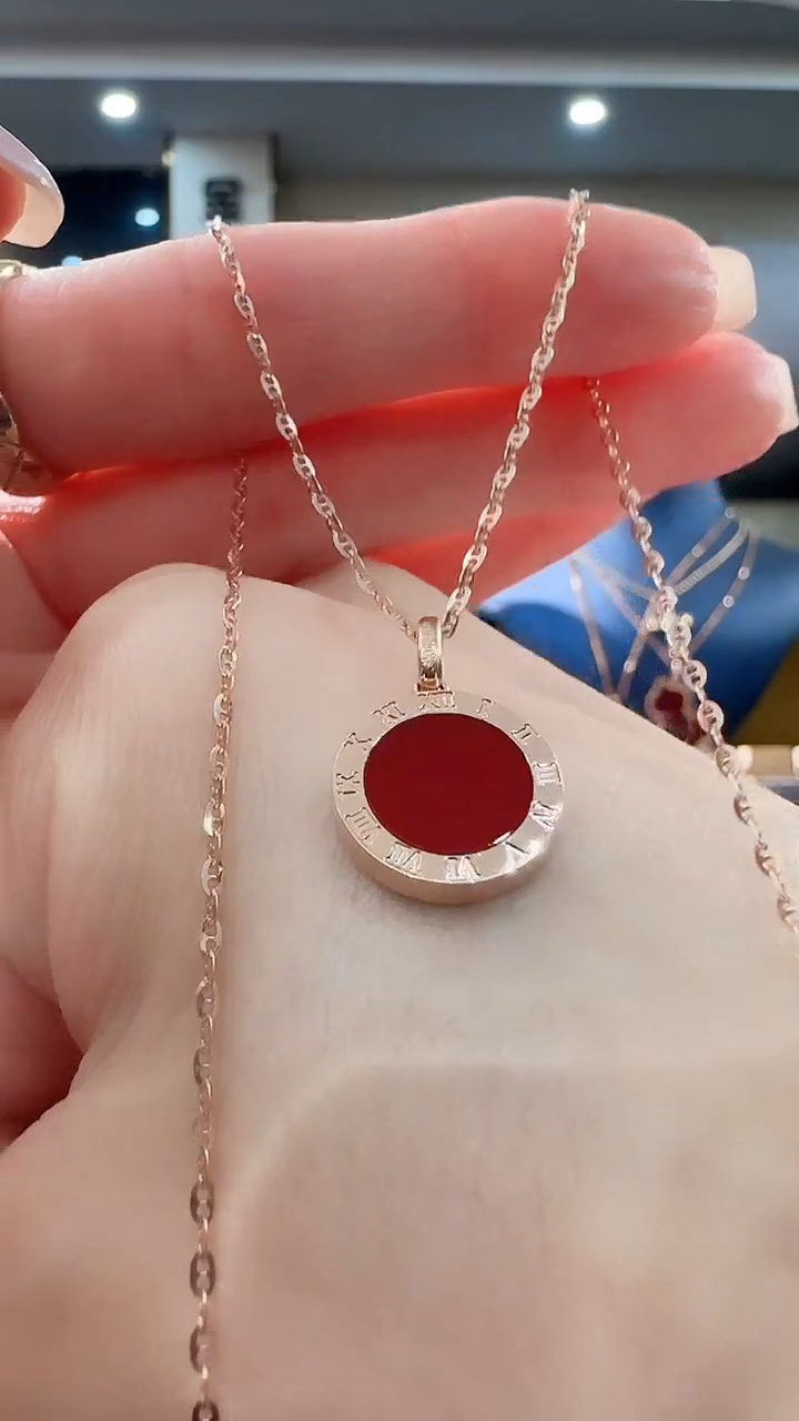 玛瑙/玉髓吊坠(不含链)18K金镶嵌18K金黑红饼吊坠