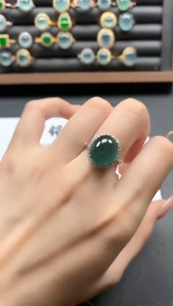 银S925镶嵌戒指翡翠51511