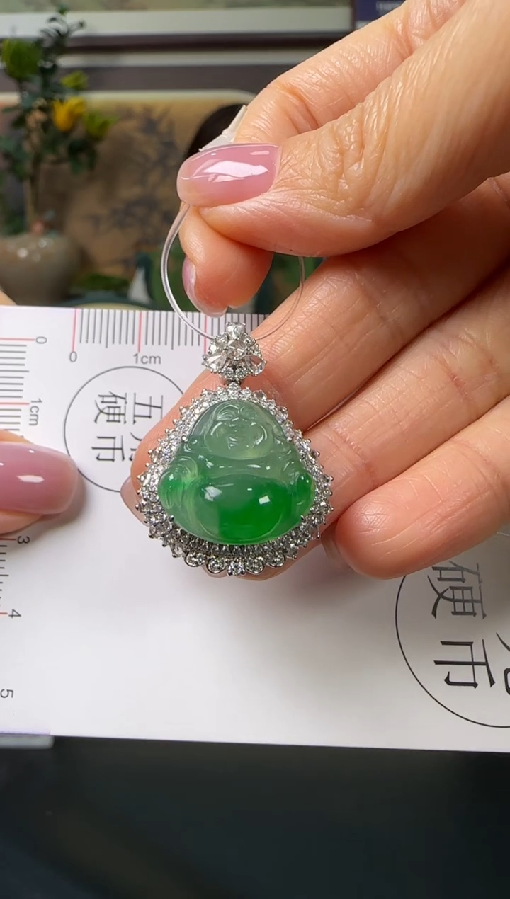 颈饰18K金镶嵌翡翠KK  佛公