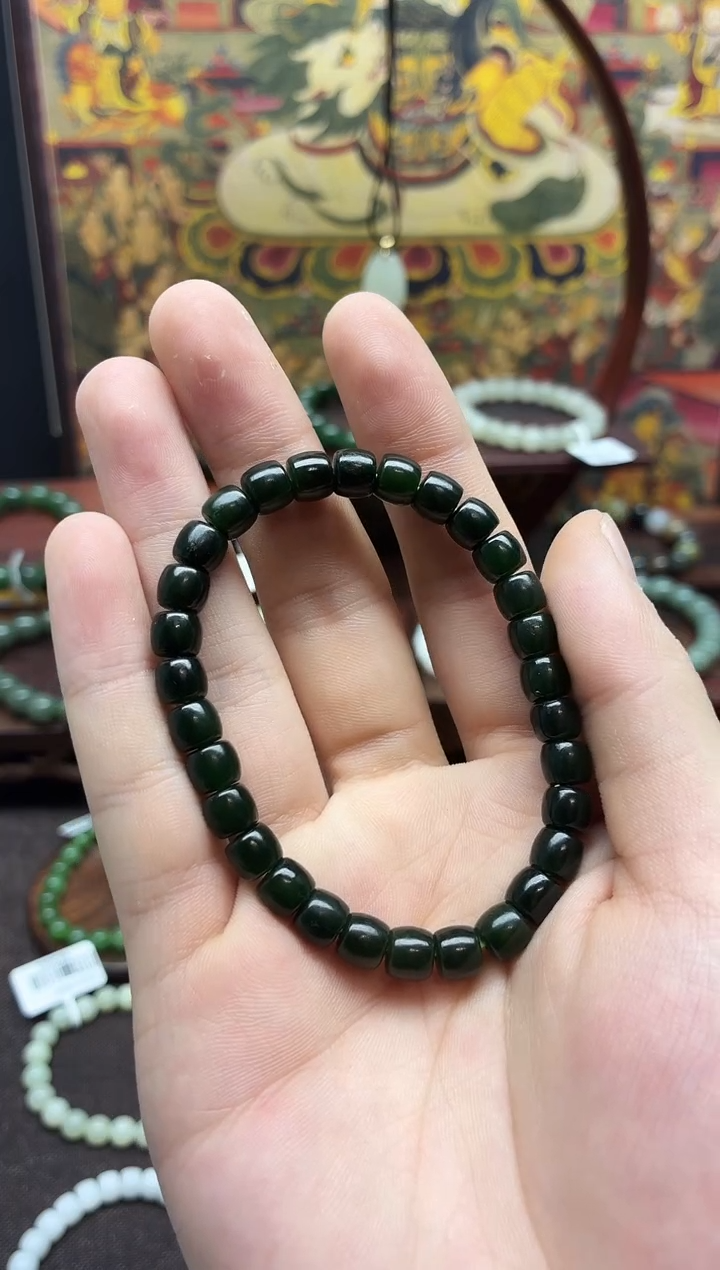 未镶嵌手链和田玉001 碧玉直切