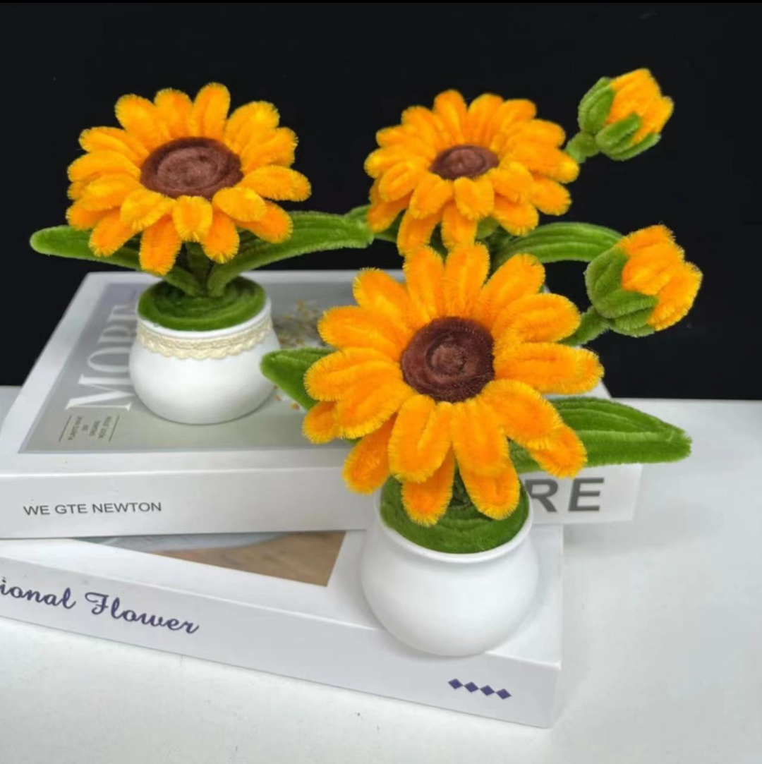 扭扭棒太阳花向日葵车载小盆栽DIY材料包（教师节福利款、送花盆）