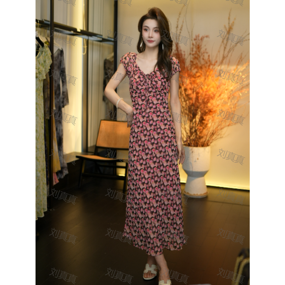 【刘真真格雷少女】Z576法式高品夏季显气质休闲风显瘦连衣裙QC