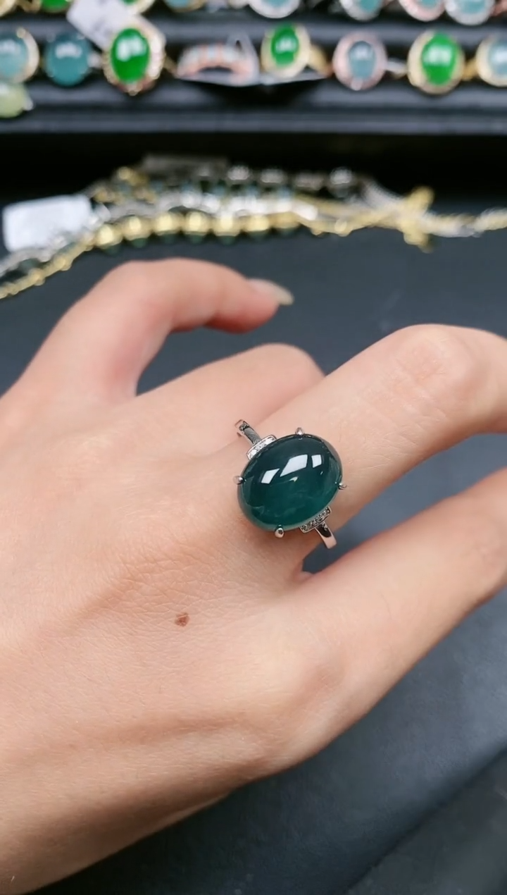 翡翠戒指银S925镶嵌111111