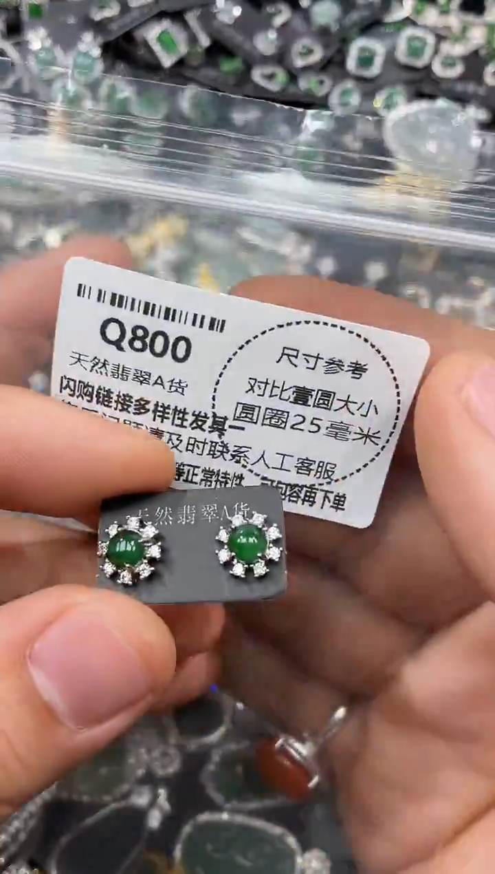 颈饰未镶嵌翡翠Q800耳钉