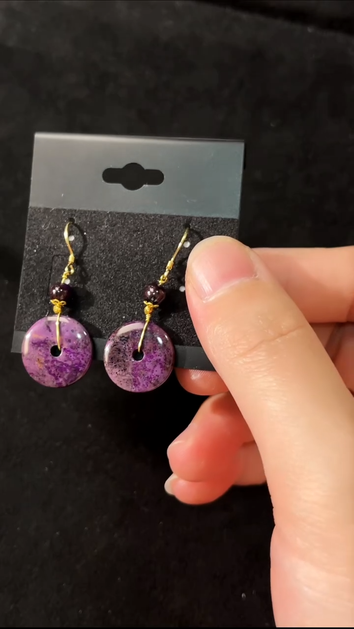 苏纪石（舒俱来）未镶嵌耳钩k金南非舒俱来老矿