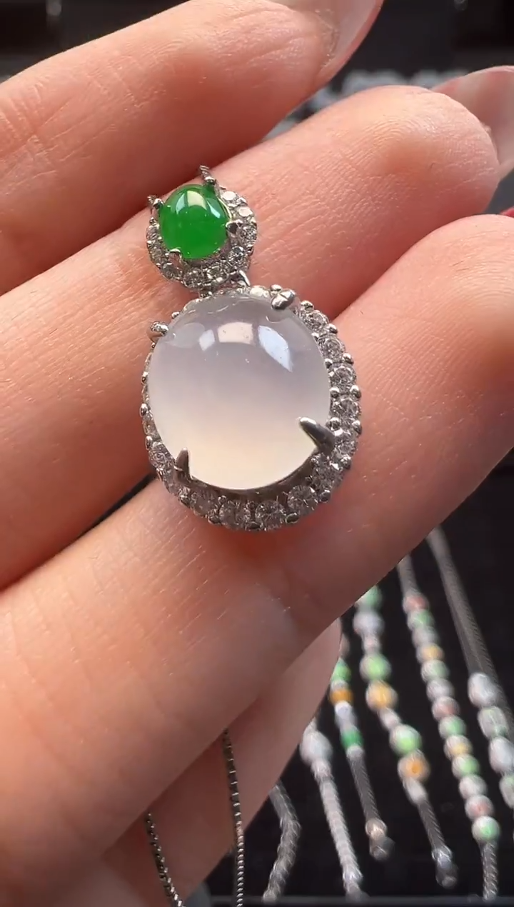 吊坠(不含链)银S925镶嵌翡翠花**曦缅甸珠宝严选