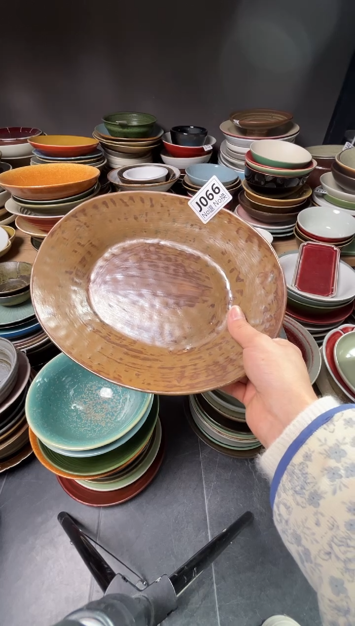 瓷片温*瑶j066手刷综锤纹盘微瑕