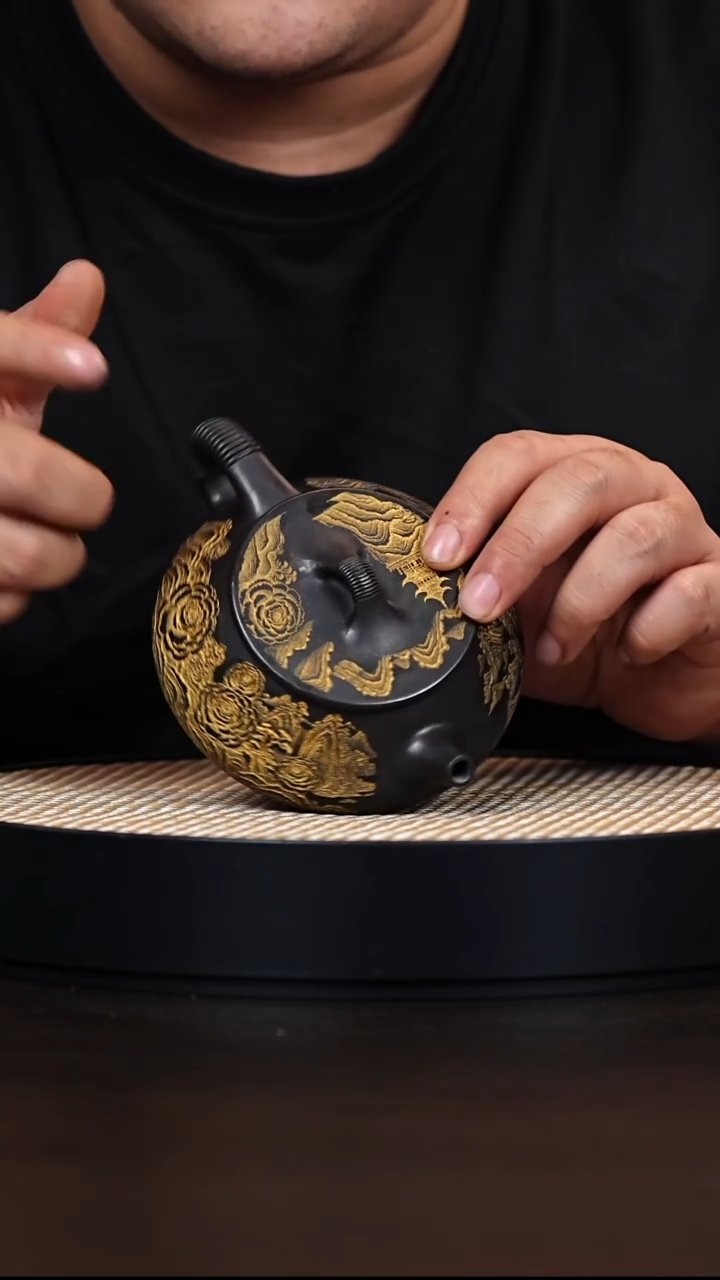 茶壶紫砂线瓢 石黄 