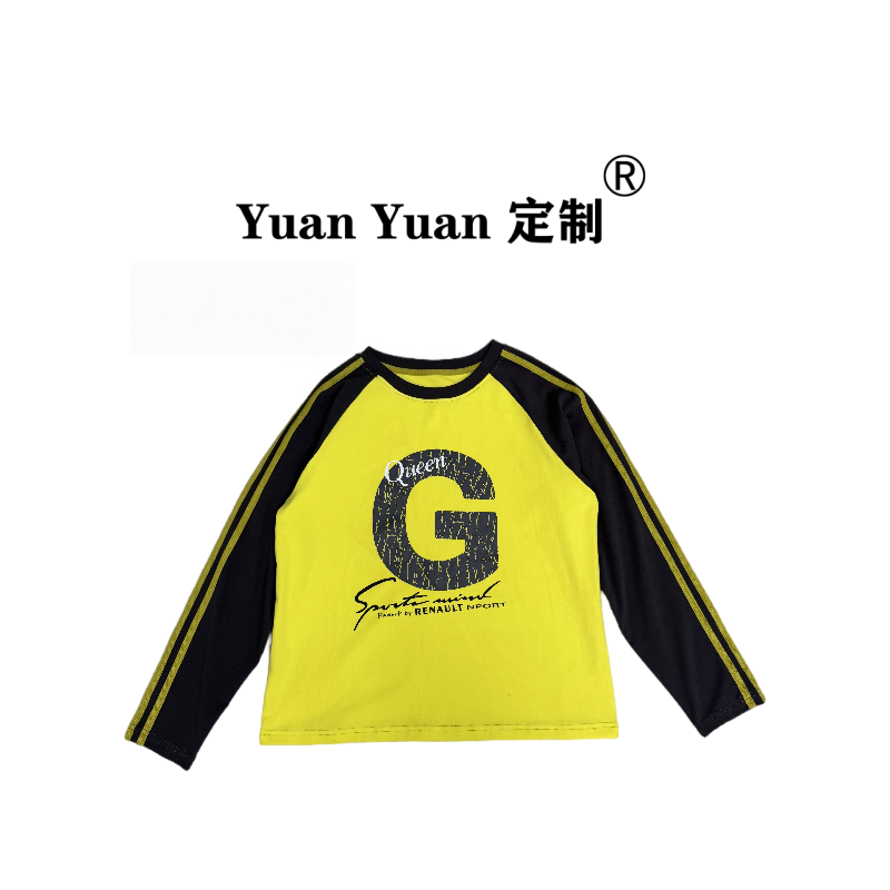 衣圆圆8163街头拼色圆领休闲长袖T恤撞色针织宽松型情侣常规款