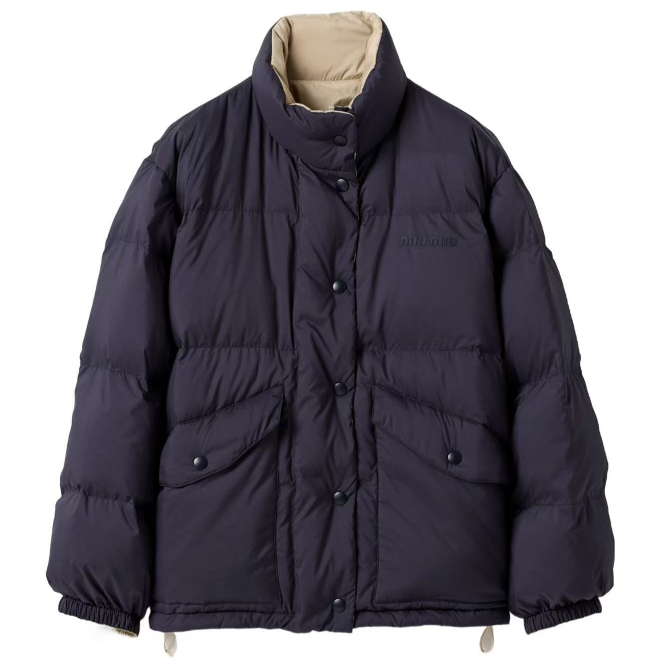 未使用 MIU MIU/缪缪 刺绣logo立领双面羽绒服