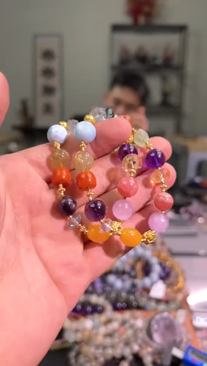 【闪购商品】水晶手串银S925镶嵌++水晶多宝手串（多样性发其一）