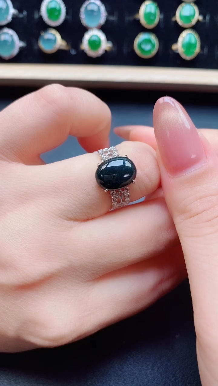 翡翠戒指银S925镶嵌321321