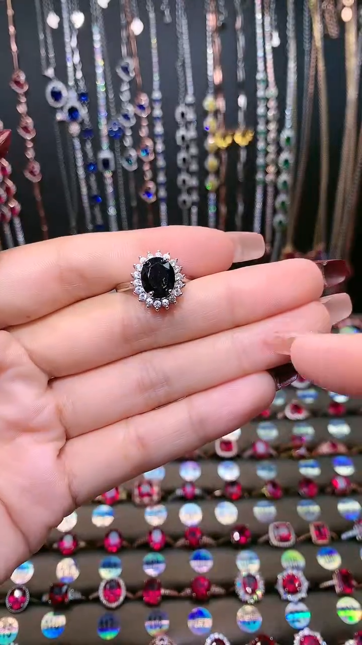 【闪购商品】蓝宝石戒指银S925镶嵌8.10银色