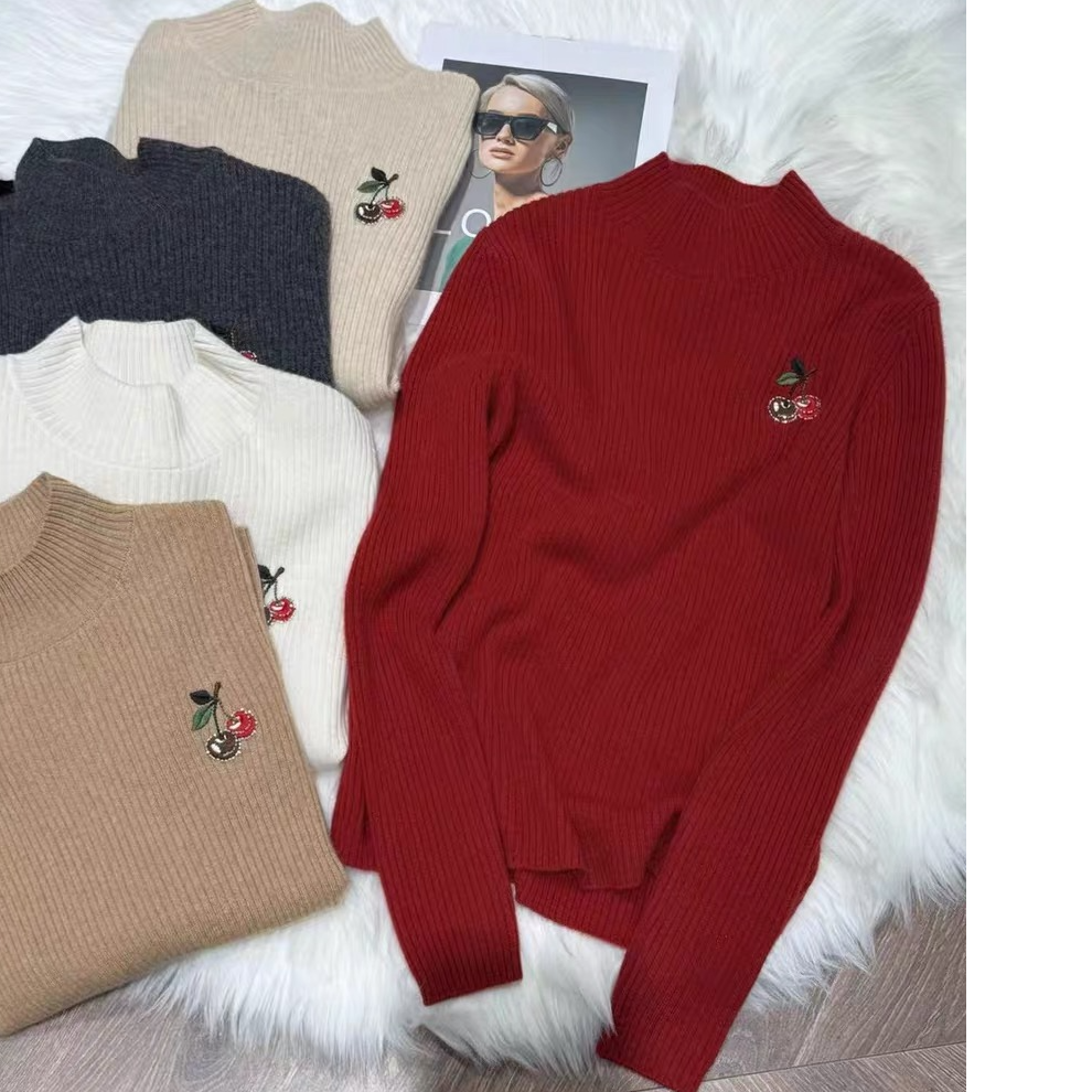 2025秋冬新款时尚半高领羊绒套头打底衫