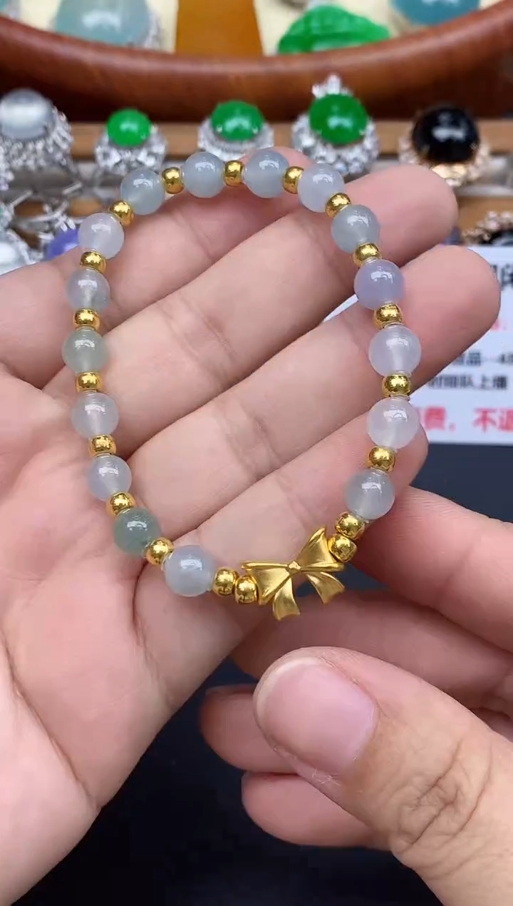 足金镶嵌手链翡翠208-中国好珍宝