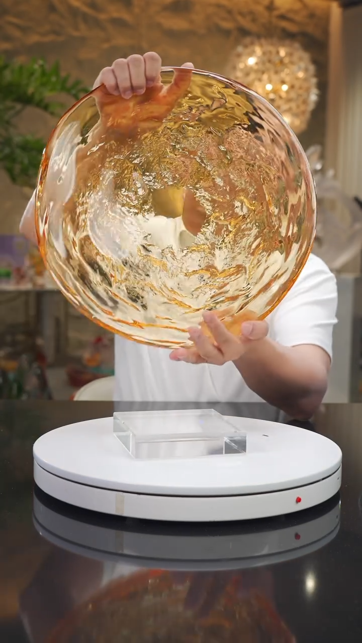 瓷片设计款琥珀水波纹果盘小号