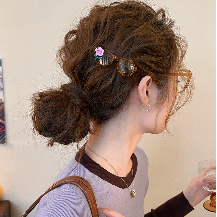 小众私藏~发夹女花朵眼镜边夹2025新款前额刘海夹子一字发卡头饰