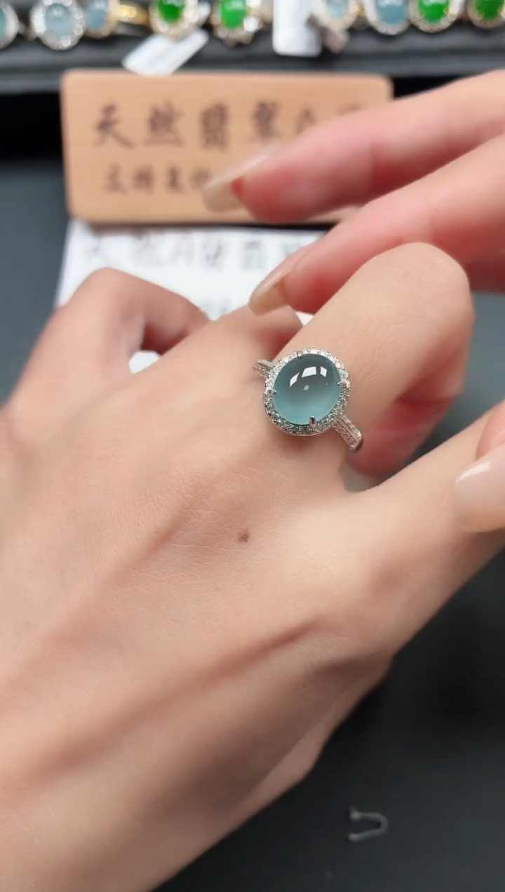 银S925镶嵌戒指翡翠111