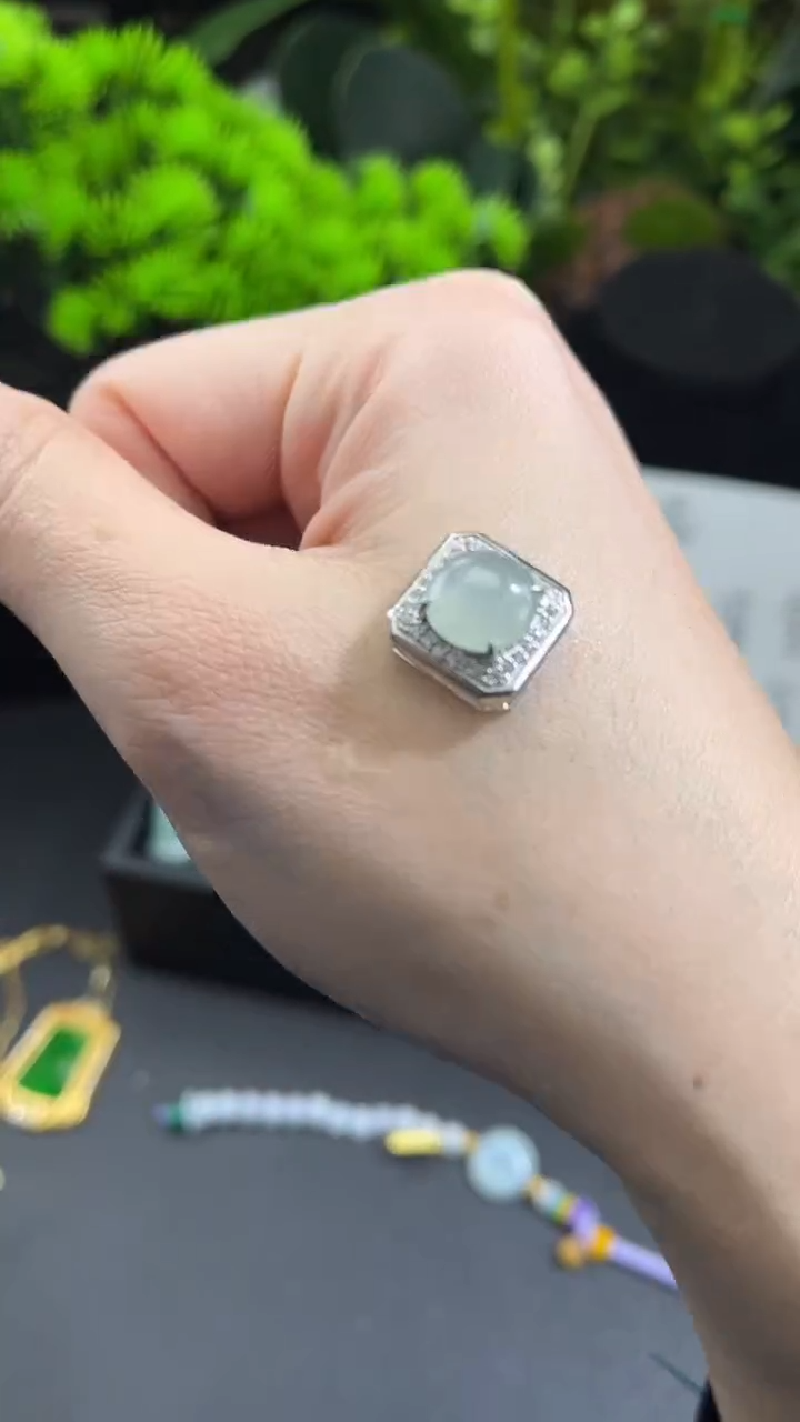 【闪购商品】翡翠戒指银S925镶嵌戒指