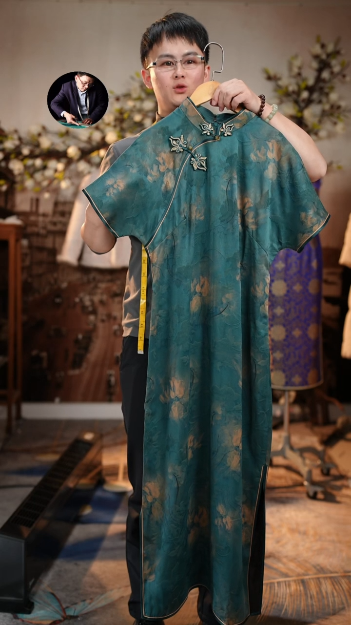 雨**萍2x孔雀蓝孤品旗袍