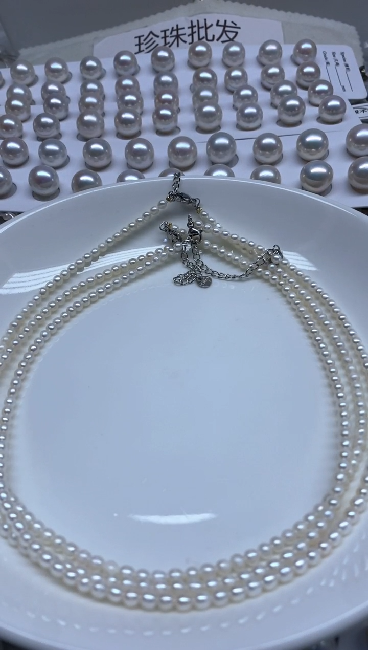 淡水珍珠未镶嵌颈饰3-4发3