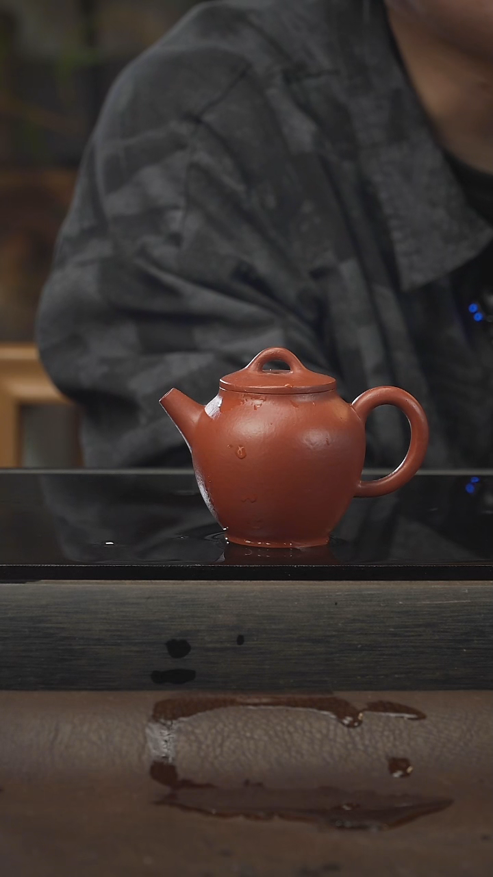 茶壶紫砂17，水缸壶，朱泥，100cc