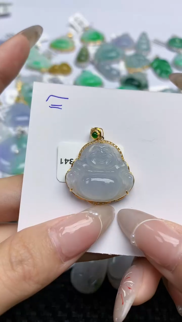 【闪购商品】翡翠颈饰18K金镶嵌天然翡翠A货