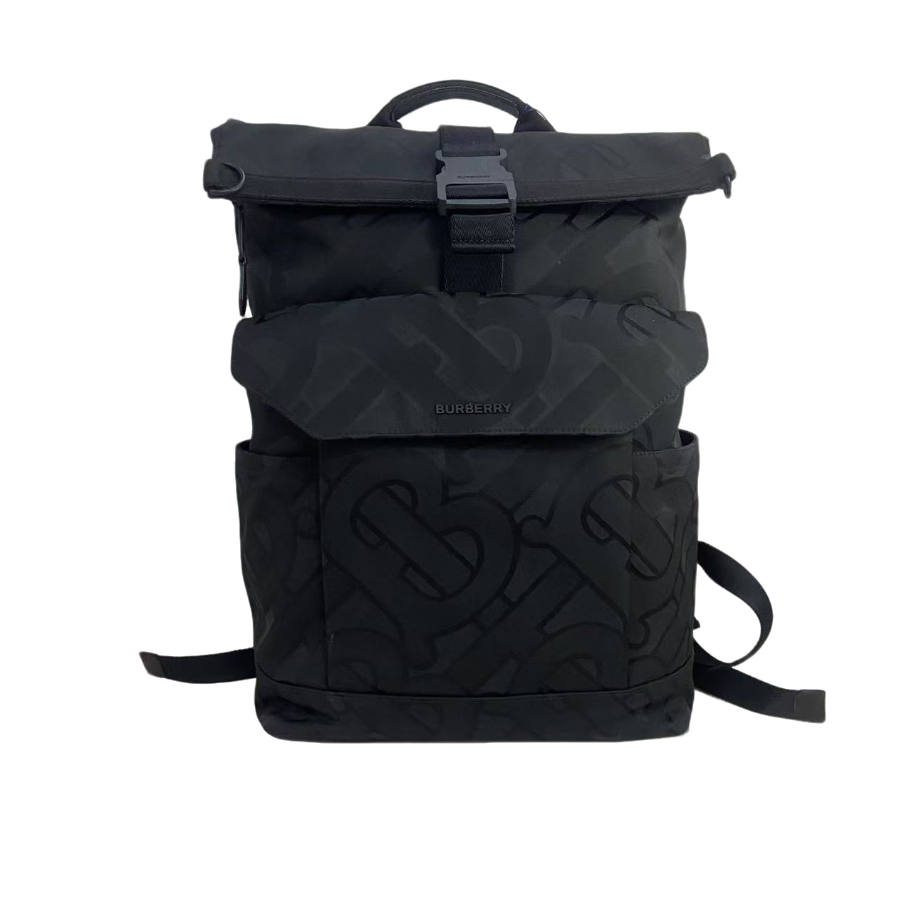 99新 BURBERRY/博柏利 黑色帆布双肩包/426
