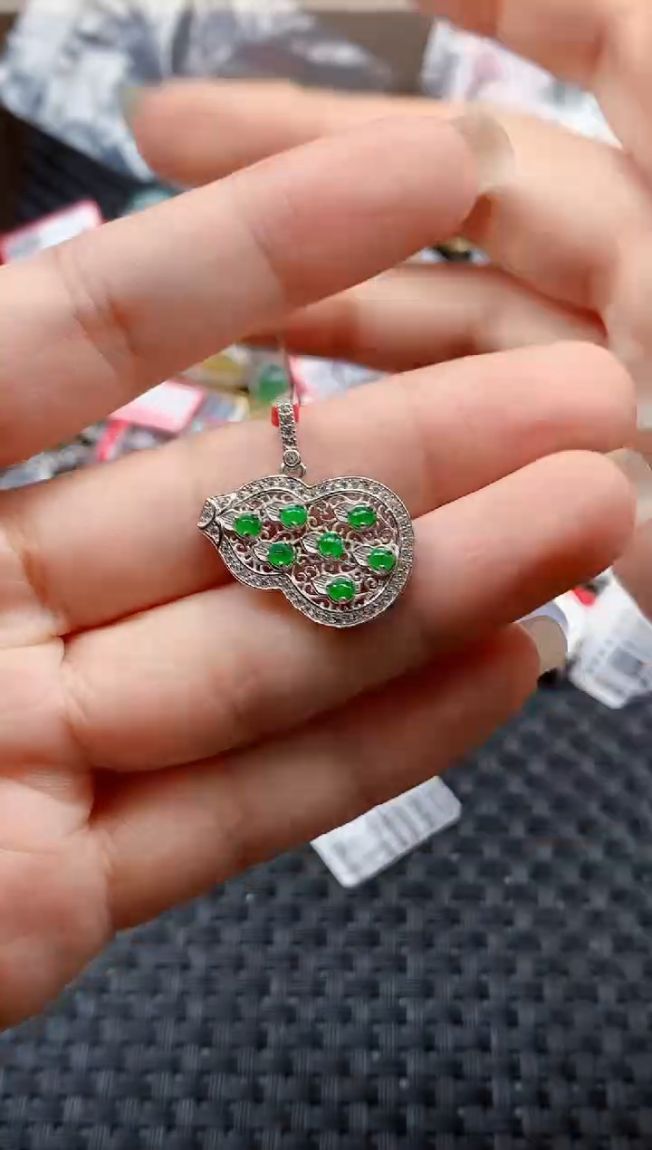 银S925镶嵌戒指翡翠天然A货缅甸翡翠