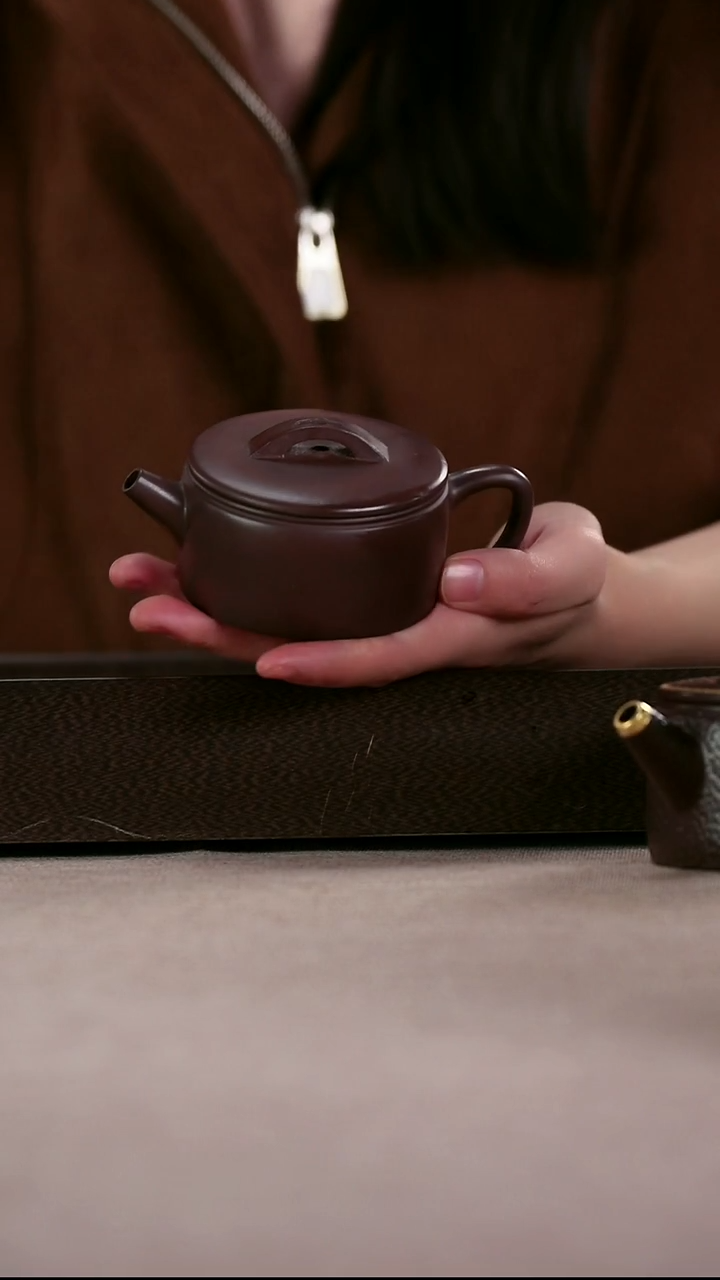 茶壶紫砂老紫泥薄胎平底小汉瓦
