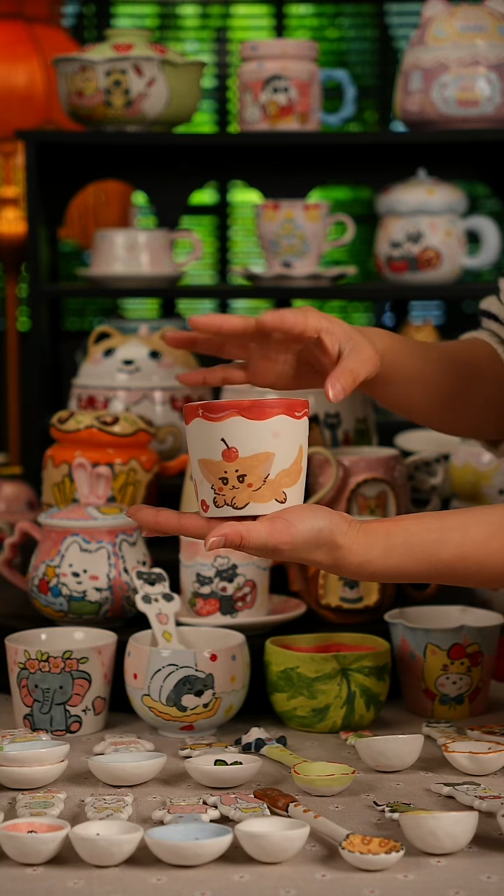 陶瓷无盖款景德镇高温釉下彩纯手绘创意瓷 默认微瑕 不退不换