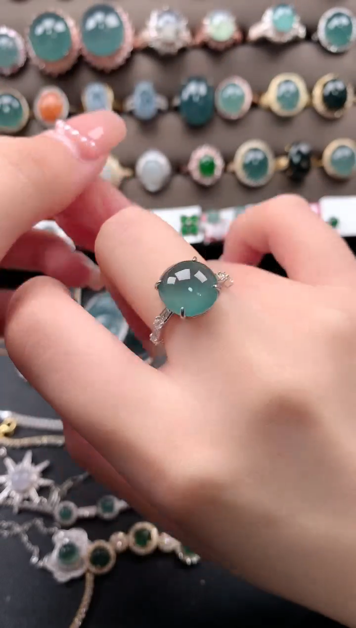 【闪购商品】翡翠戒指银S925镶嵌52141