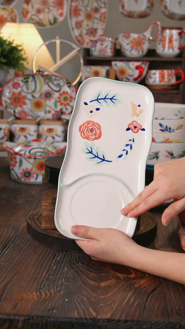 盘北欧风创意一人食餐装碗盘单人用早餐盘个性水果沙拉碗家用暖冬