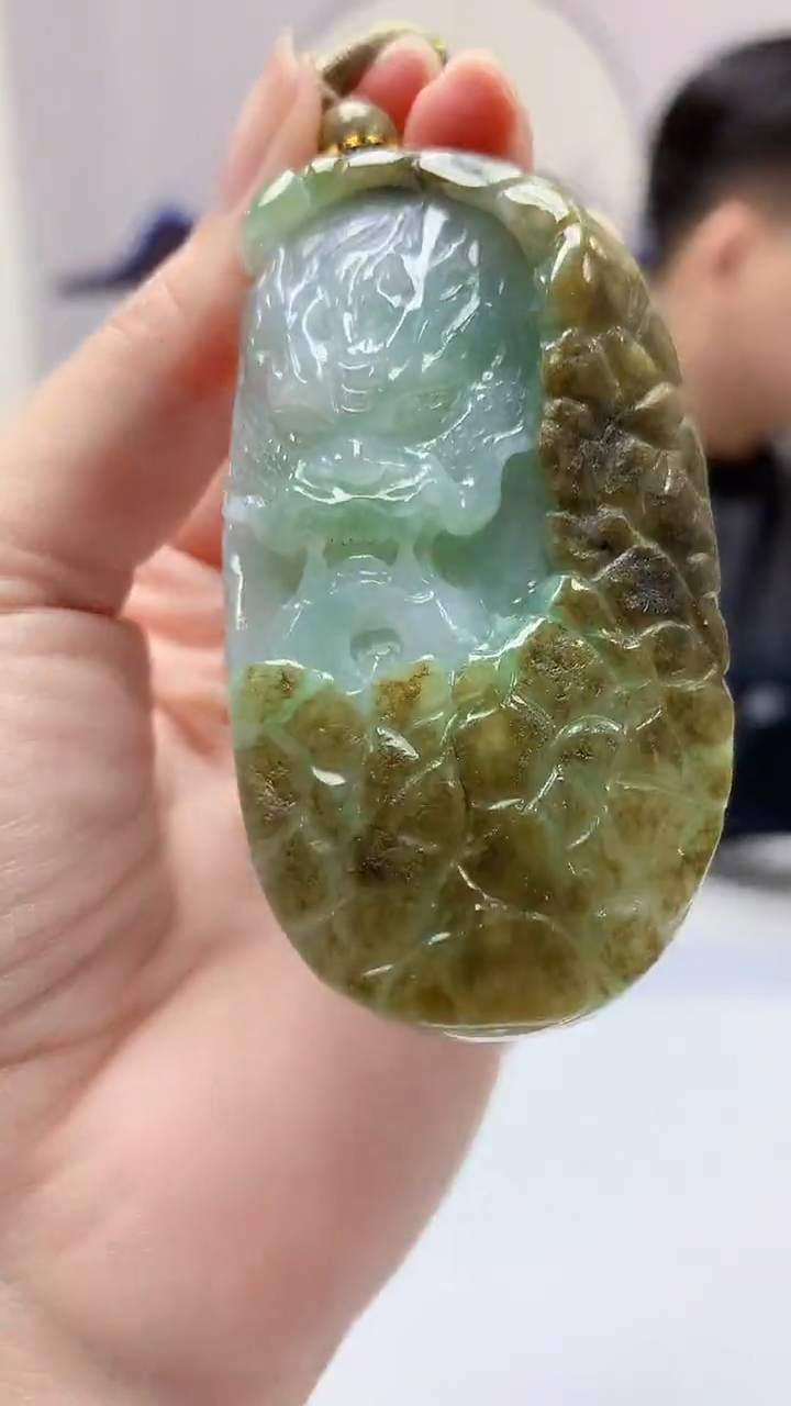 【闪购商品】定制翡翠未镶嵌4917zm-毛货挂件龙牌41