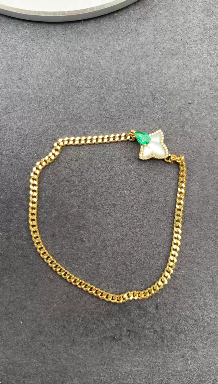 18K金镶嵌手链祖母绿0.21ct祖母绿  GH  定制